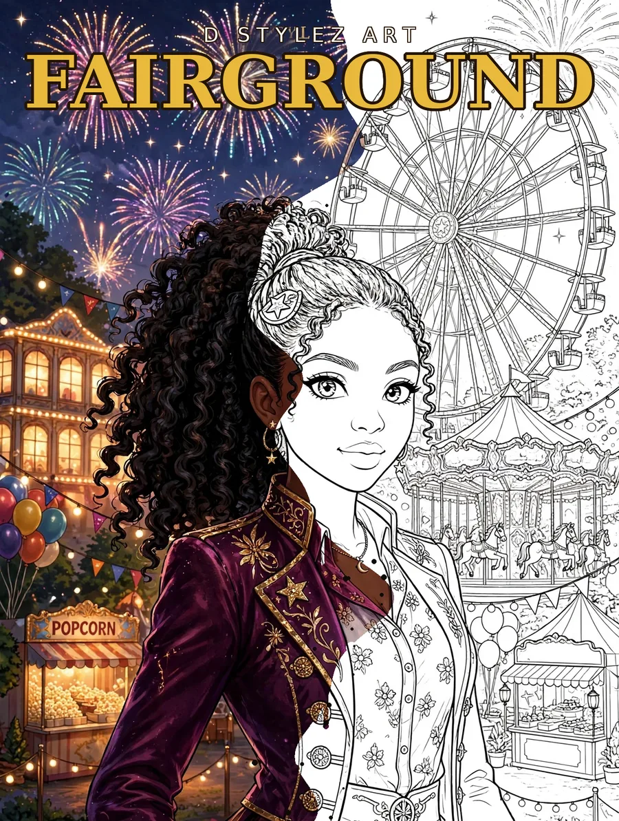 Fairground — anime coloring book cover