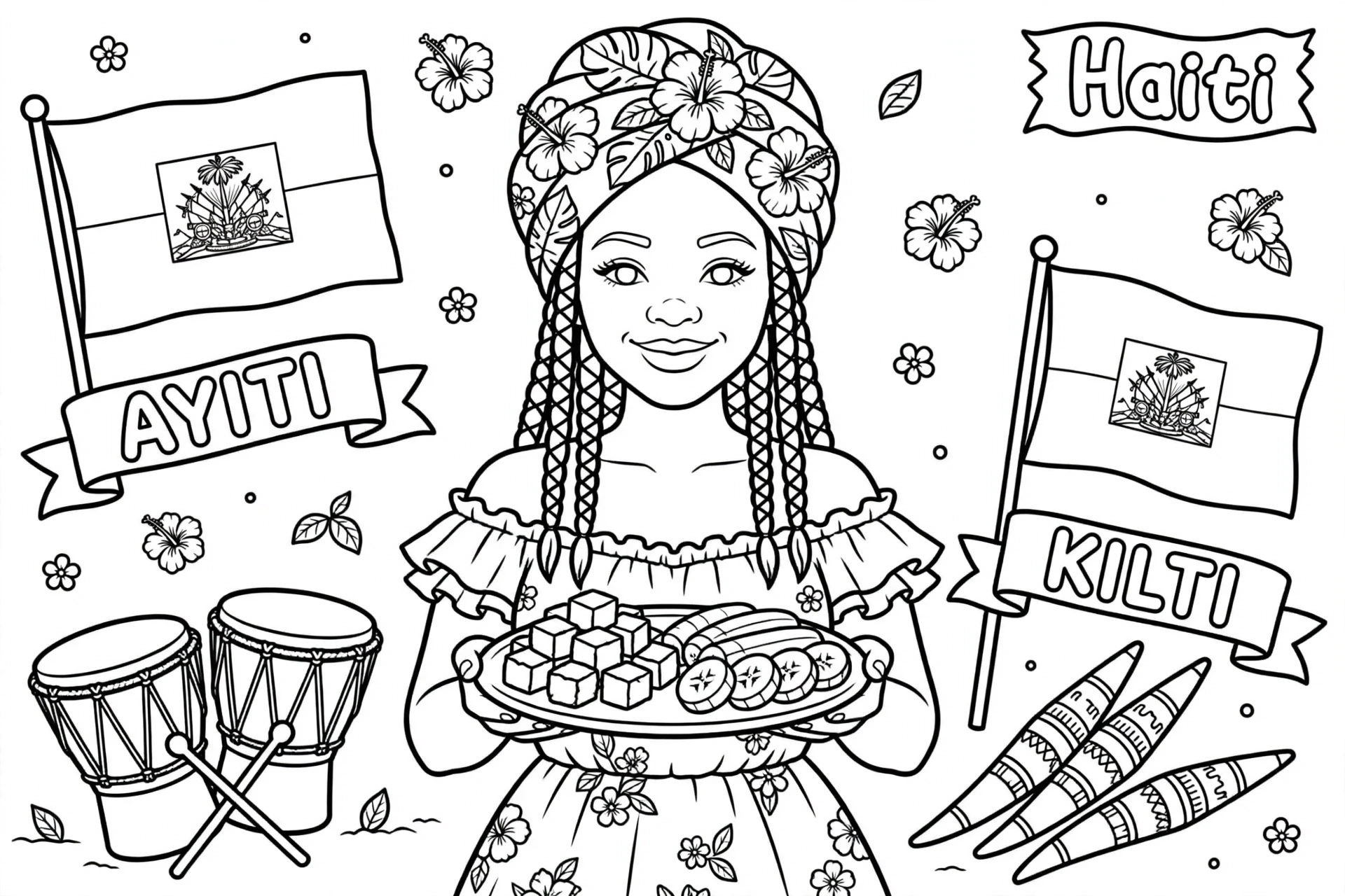 Haiti coloring page