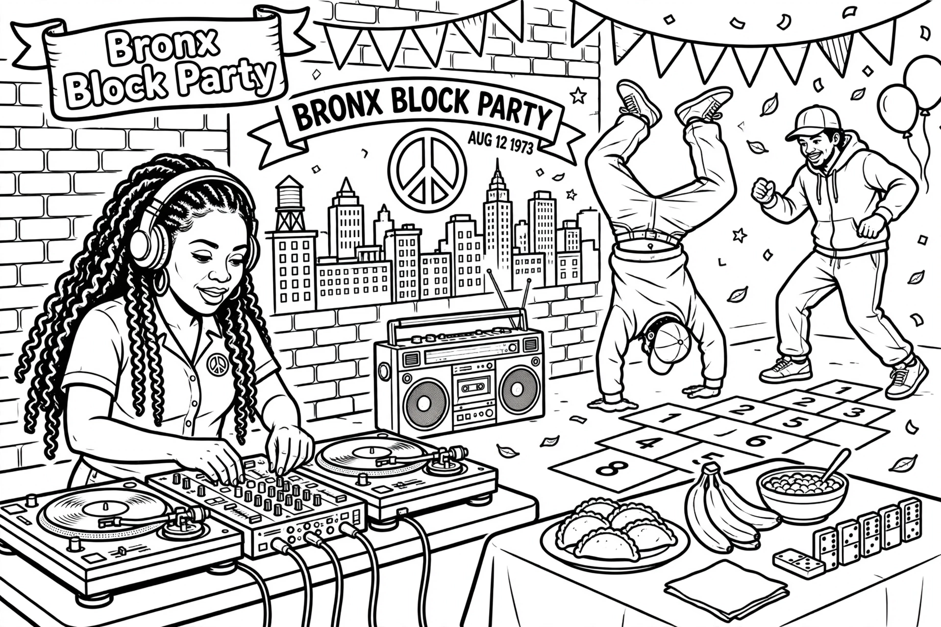 Bronx block party coloring page