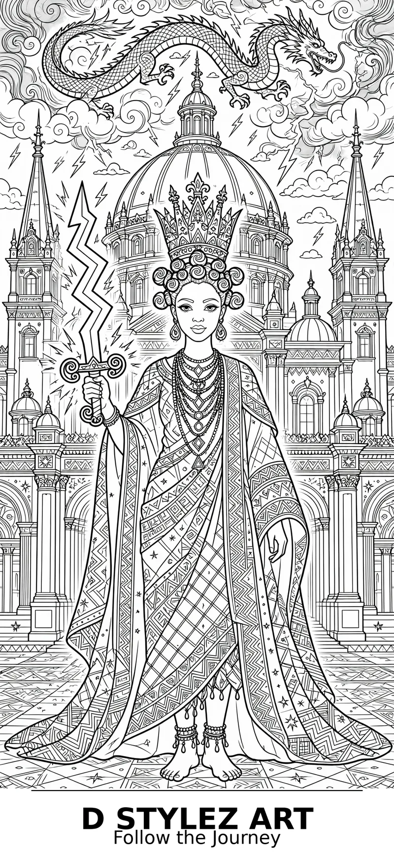 Storm queen with bantu knots and lightning sword