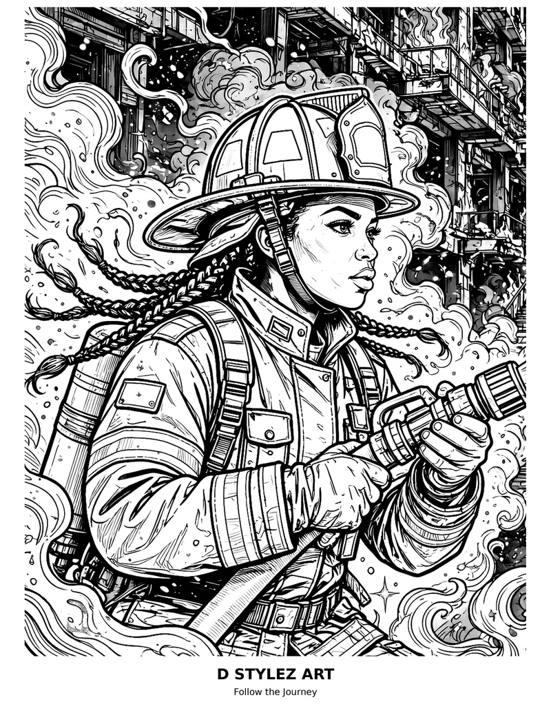 Firefighter queen coloring page