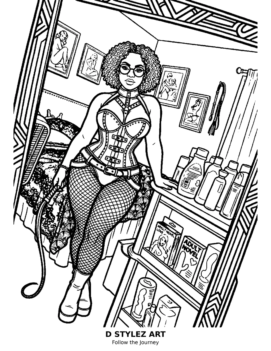 Dominatrix corset vault artwork — 18+