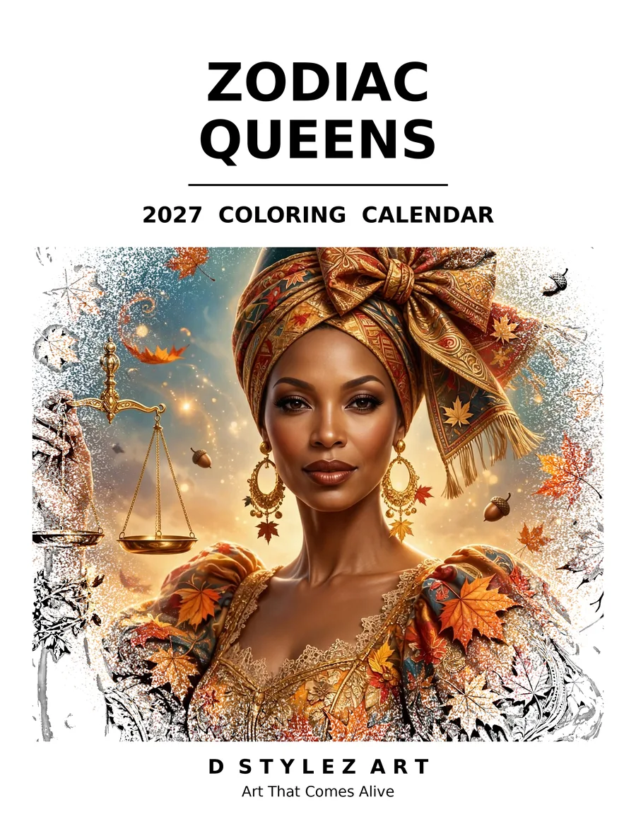 Zodiac Queens 2027 coloring calendar cover